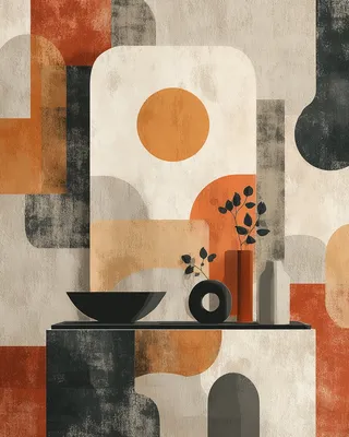 Midjourney SREF 630 Geometric Reverie — Retro & Mid-Century Serene